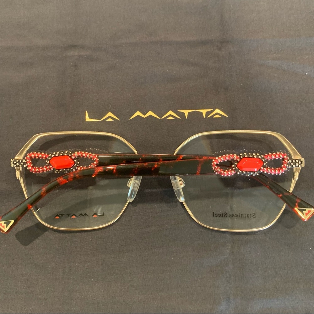 Matta Tortoiseshell Glasses with Red Crystal Accents